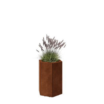 Corten čelik tegla za cvijeće - Šesterokut - 39,3 x 34,6 x 50 cm - S donjom pločom - S nogama