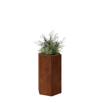 Corten čelik tegla za cvijeće - Šesterokut - 39,3 x 34,6 x 60 cm - S donjom pločom
