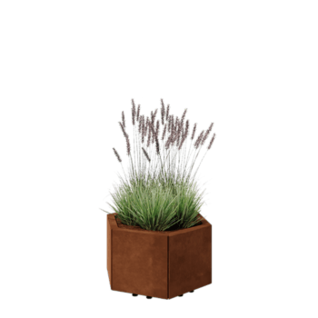 Corten čelik tegla za cvijeće - Šesterokut - 59,3 x 52 x 30 cm - S donjom pločom - S nogama