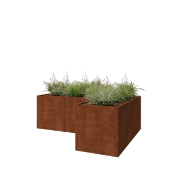 Corten čelik tegla za cvijeće - L-oblik - 300 x 200 x 100 cm - S donjom pločom