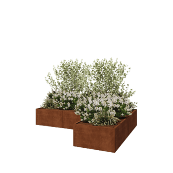 Corten čelik tegla za cvijeće - L-oblik - 300 x 200 x 50 cm - S donjom pločom