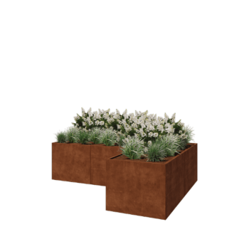 Corten čelik tegla za cvijeće - L-oblik - 300 x 200 x 80 cm - S donjom pločom