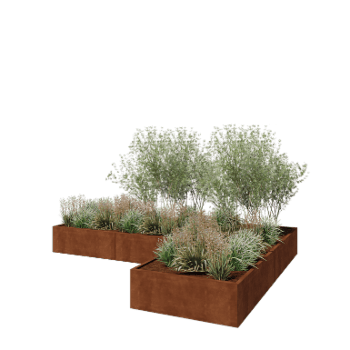 Corten čelik tegla za cvijeće - L-oblik - 360 x 240 x 40 cm - S donjom pločom