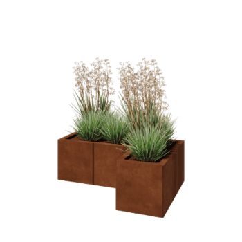 Corten čelik tegla za cvijeće - L-oblik - 90 x 60 x 30 cm - S donjom pločom