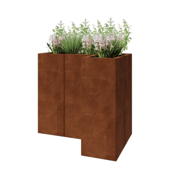 Corten čelik tegla za cvijeće - L-oblik - 90 x 60 x 80 cm - Bez donje ploče