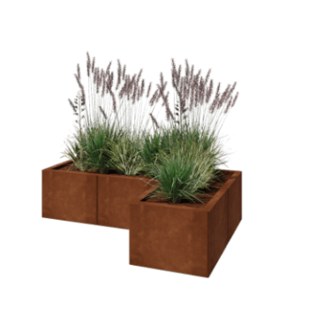 Corten čelik tegla za cvijeće - L-oblik - 120 x 80 x 30 cm - S donjom pločom