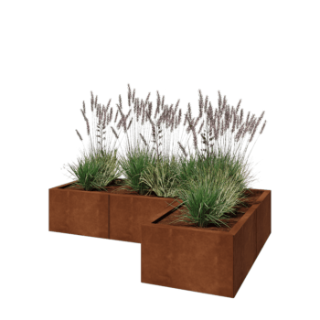 Corten čelik tegla za cvijeće - L-oblik - 150 x 100 x 30 cm - S donjom pločom
