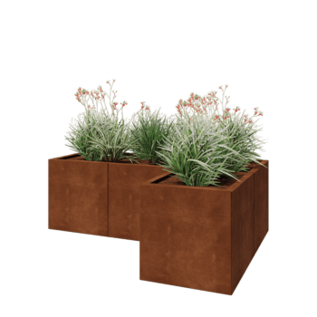 Corten čelik tegla za cvijeće - L-oblik - 150 x 100 x 50 cm - S donjom pločom