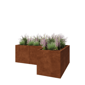 Corten čelik tegla za cvijeće - L-oblik - 180 x 120 x 60 cm - Bez donje ploče