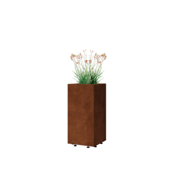 Corten čelik tegla za cvijeće - Kvadrat - 30 x 30 x 60 cm - S donjom pločom - S nogama