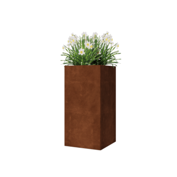 Corten čelik tegla za cvijeće - Kvadrat - 40 x 40 x 80 cm - S donjom pločom
