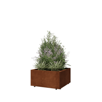Corten čelik tegla za cvijeće - Kvadrat - 60 x 60 x 30 cm - S donjom pločom - S nogama