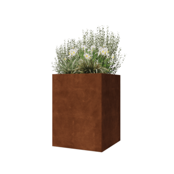 Corten čelik tegla za cvijeće - Kvadrat - 60 x 60 x 80 cm - S donjom pločom