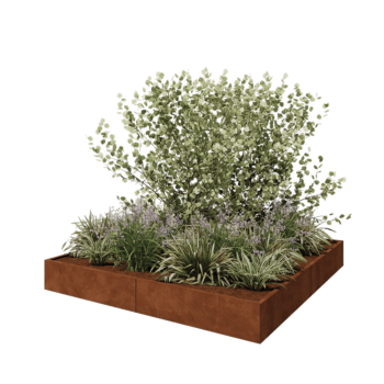 Corten čelik tegla za cvijeće XXL - Kvadrat - 240 x 240 x 30 cm - Bez donje ploče