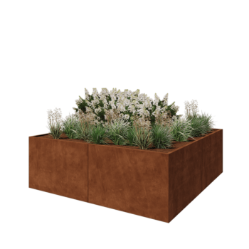 Corten čelik tegla za cvijeće XXL - Kvadrat - 240 x 240 x 80 cm - Bez donje ploče