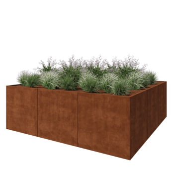 Corten čelik tegla za cvijeće XXL - Kvadrat - 300 x 300 x 100 cm - Bez donje ploče