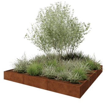 Corten čelik tegla za cvijeće XXL - Kvadrat - 300 x 300 x 30 cm - Bez donje ploče