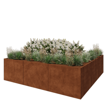 Corten čelik tegla za cvijeće XXL - Kvadrat - 300 x 300 x 80 cm - Bez donje ploče