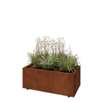 Corten čelik tegla za cvijeće - Pravokutnik - 80 x 40 x 30 cm - S donjom pločom - S nogama