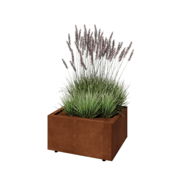 Corten čelik tegla za cvijeće - Pravokutnik - 60 x 50 x 30 cm - S donjom pločom - S nogama