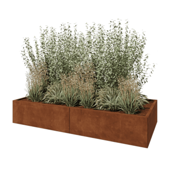 Corten čelik tegla za cvijeće XXL - Pravokutnik - 240 x 100 x 40 cm - S donjom pločom