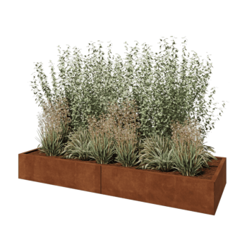 Corten čelik tegla za cvijeće XXL - Pravokutnik - 240 x 80 x 30 cm - S donjom pločom