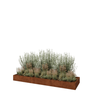 Corten čelik tegla za cvijeće XXL - Pravokutnik - 360 x 100 x 30 cm - S donjom pločom