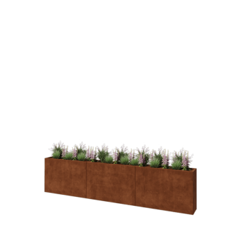 Corten čelik tegla za cvijeće XXL - Pravokutnik - 360 x 30 x 80 cm - S donjom pločom