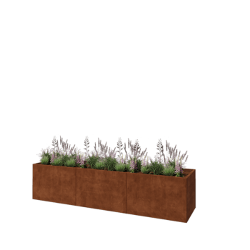 Corten čelik tegla za cvijeće XXL - Pravokutnik - 360 x 80 x 80 cm - S donjom pločom