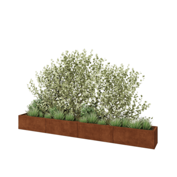 Corten čelik tegla za cvijeće XXL - Pravokutnik - 400 x 40 x 40 cm - S donjom pločom