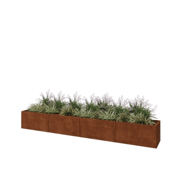 Corten čelik tegla za cvijeće XXL - Pravokutnik - 400 x 50 x 50 cm - S donjom pločom