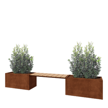 Corten čelik tegla za cvijeće - Pravokutnik - 321,2 x 50 x 50 cm - S klupicom - Bez donje ploče
