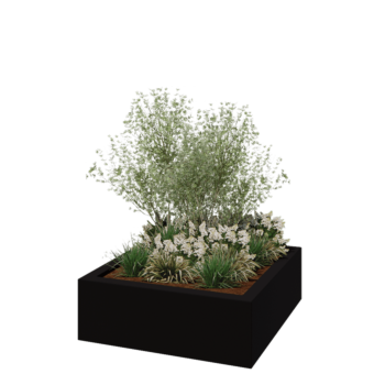 Stakloplastična tegla za cvijeće - Kvadrat - 120 x 120 x 40 cm - RAL9005 mat (crna) - S dnom