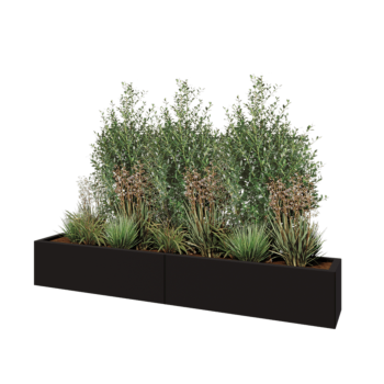 Čelična tegla za cvijeće XXL - Pravokutnik - 200 x 30 x 30 cm - RAL9005 mat (crna) - Bez donje ploče