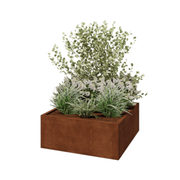 Corten čelik tegla za cvijeće - Kvadrat - 100 x 100 x 40 cm - Bez donje ploče