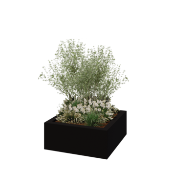 Stakloplastična tegla za cvijeće - Kvadrat - 100 x 100 x 40 cm - RAL9005 mat (crna) - S dnom