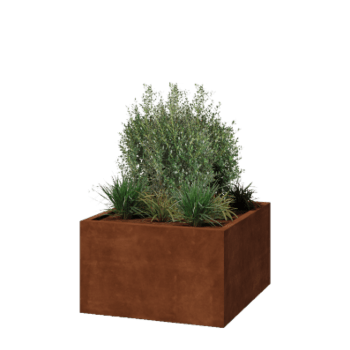 Corten čelik tegla za cvijeće - Kvadrat - 100 x 100 x 60 cm - Zavareno - S donjom pločom