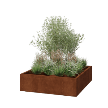 Corten čelik tegla za cvijeće - Kvadrat - 140 x 140 x 40 cm - Zavareno - Bez donje ploče