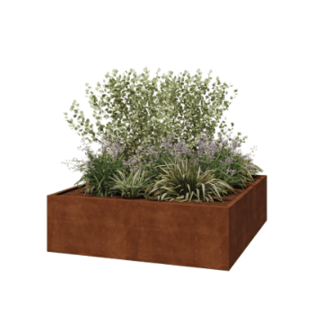 Corten čelik tegla za cvijeće - Kvadrat - 200 x 200 x 60 cm - Zavareno - Bez donje ploče
