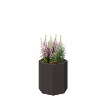 Čelična tegla za cvijeće - Osmerokut - 48,3 x 48,3 x 50 cm - RAL7016 mat (antracit siva) - S donjom pločom