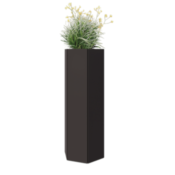 Čelična tegla za cvijeće - Šesterokut - 39,3 x 34,6 x 100 cm - RAL7016 mat (antracit siva) - S donjom pločom