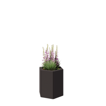 Čelična tegla za cvijeće - Šesterokut - 39,3 x 34,6 x 40 cm - RAL7016 mat (antracit siva) - S donjom pločom