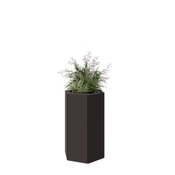 Čelična tegla za cvijeće - Šesterokut - 39,3 x 34,6 x 60 cm - RAL7016 mat (antracit siva) - S donjom pločom