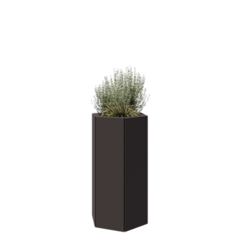 Čelična tegla za cvijeće - Šesterokut - 39,3 x 34,6 x 70 cm - RAL7016 mat (antracit siva) - S donjom pločom