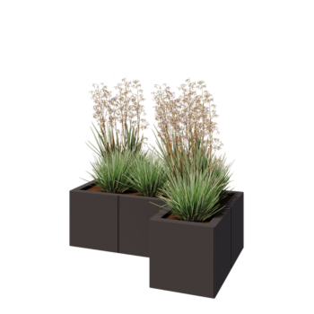 Čelična tegla za cvijeće - L-oblik - 90 x 60 x 30 cm - Druga RAL boja - S donjom pločom