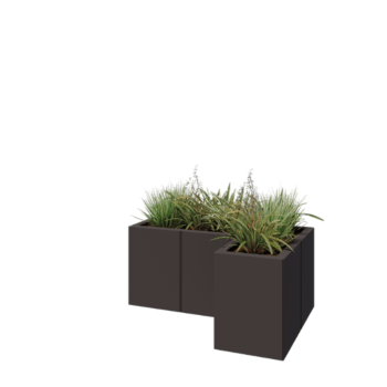 Čelična tegla za cvijeće - L-oblik - 90 x 60 x 40 cm - RAL7016 mat (antracit siva) - S donjom pločom