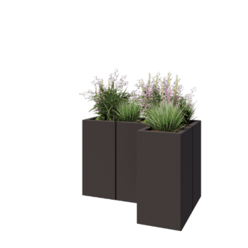 Čelična tegla za cvijeće - L-oblik - 90 x 60 x 60 cm - RAL7016 mat (antracit siva) - S donjom pločom