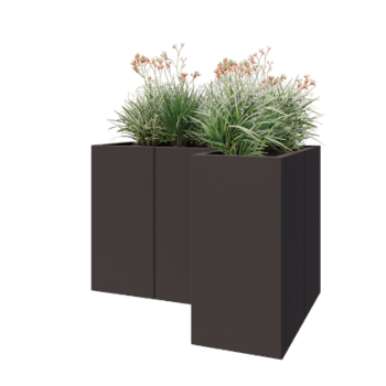 Čelična tegla za cvijeće - L-oblik - 120 x 80 x 80 cm - RAL7016 mat (antracit siva) - S donjom pločom