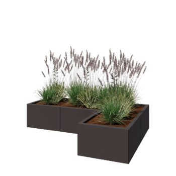 Čelična tegla za cvijeće - L-oblik - 150 x 100 x 30 cm - RAL7016 mat (antracit siva) - S donjom pločom