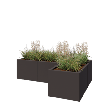 Čelična tegla za cvijeće - L-oblik - 150 x 100 x 40 cm - RAL7016 mat (antracit siva) - S donjom pločom